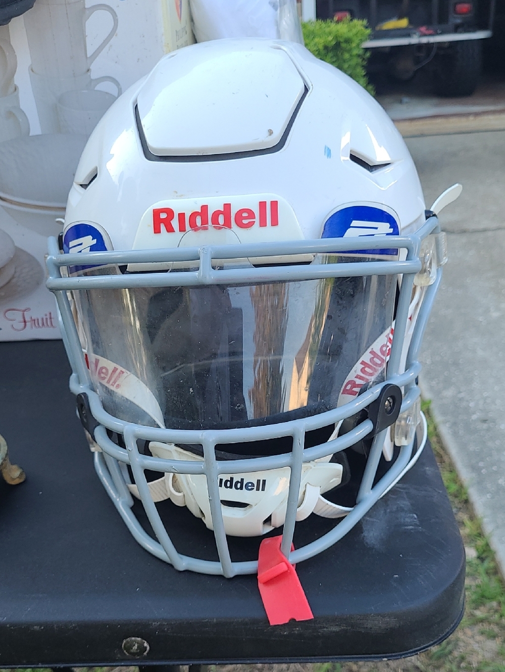 Riddell Youth White Football Helmet with Clear Visor, Size Medium